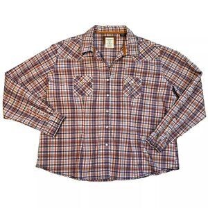 PEARL SNAP FLIP CUFFS WESTERN SHIRT SZ XXL BROWN PLAID PANHANDLE COTTON WOMENS